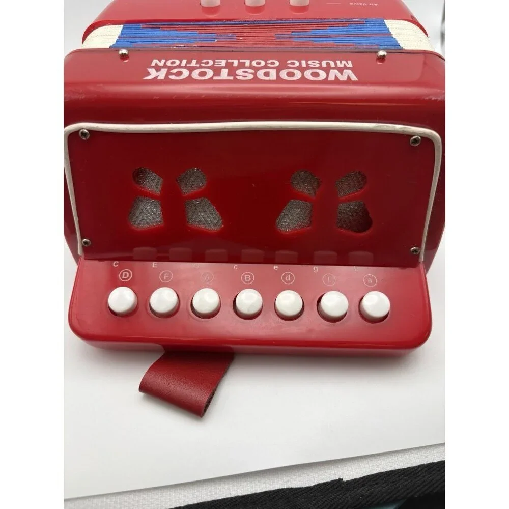 Vintage Accordion Woodstock Music Collection Toy Childs Music Instrument - Works